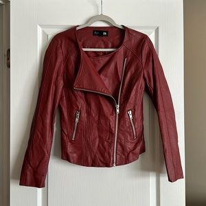 Dark red leather jacket